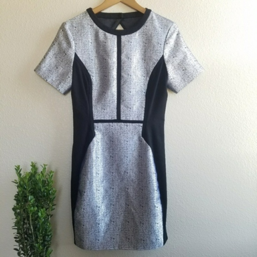 ASOS • silver and black color block bodycon dress